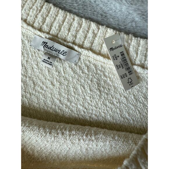 Madewell Cream One Shoulder Knit Sweater Tank Top M NWT Textured Soft Cotton - Picture 4 of 7